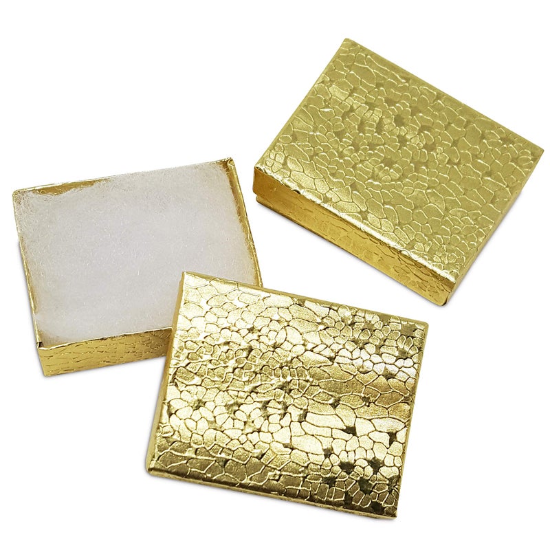 MOOCA 100 Pcs Cotton Filled Cardboard Paper Gold Jewelry Box Gift Case, Number 11, 2 1/8 x 1 5/8 x 3/4 in, Gold Color - Image 1